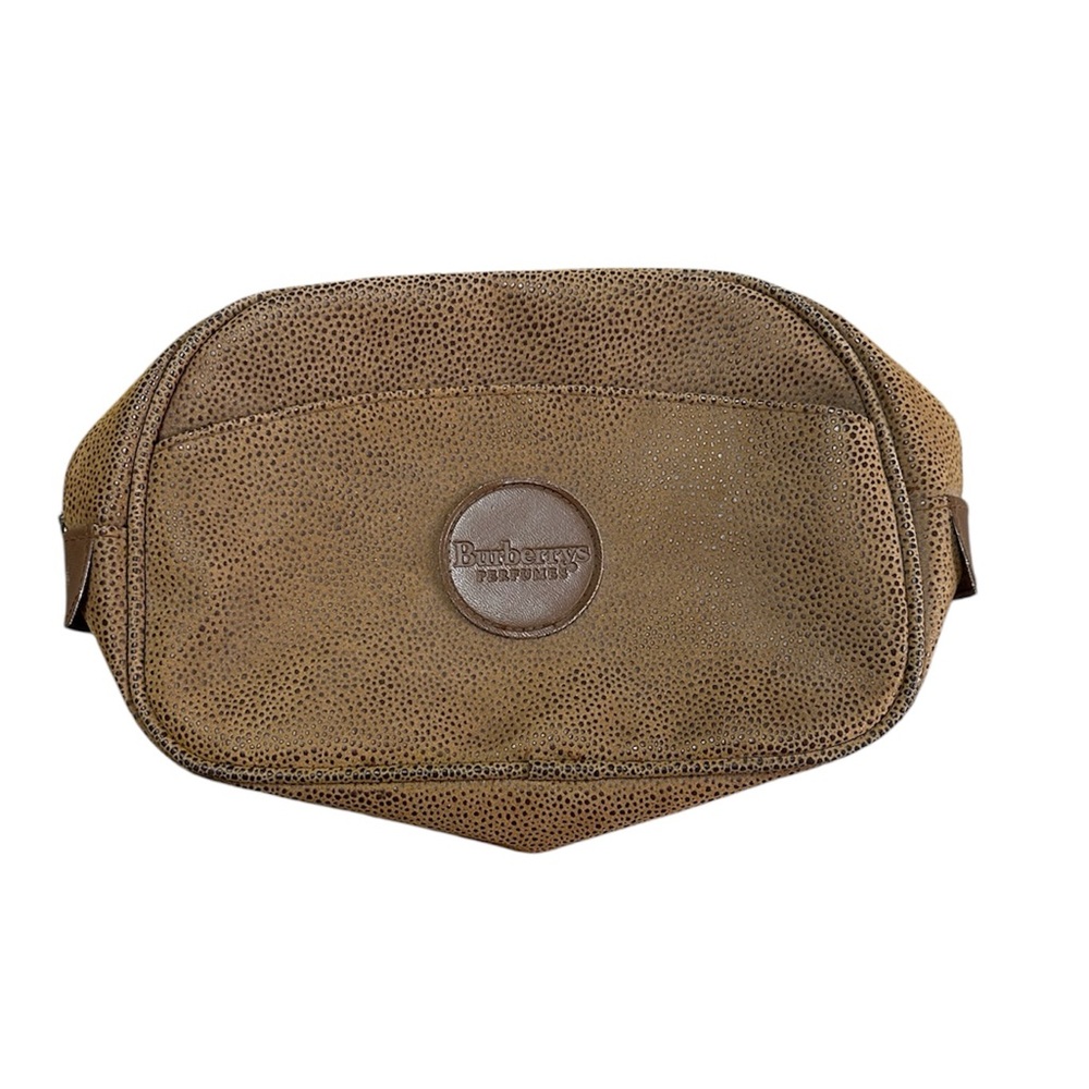 Burberrys Vintage Textured Brown Cosmetics Bag